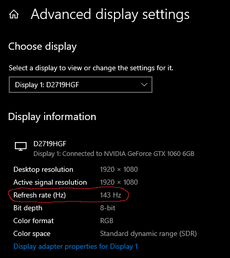 Advanced display settings